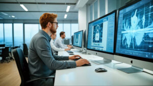 Cybersecurity professional setting up multi-factor authentication